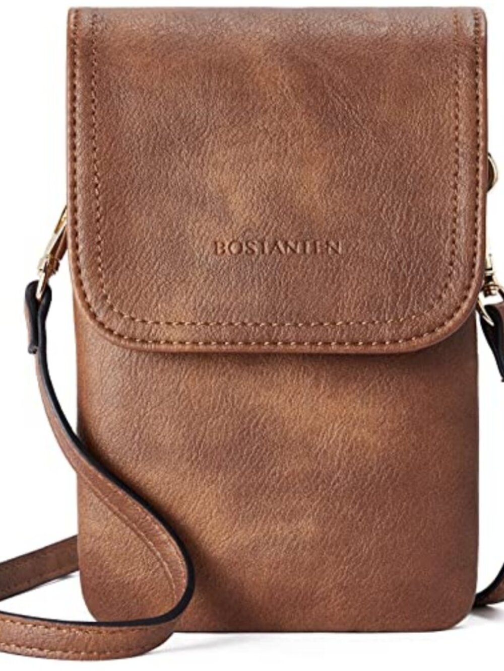 BOSTANTEN Crossbody Bag Vegan Leather Small Phone Purse with Triple Pocket